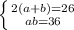 \left \{ {{2(a+b)=26} \atop {ab=36}} \right.