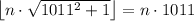 \left\lfloor n\cdot\sqrt{1011^2+1}\right \rfloor=n\cdot 1011