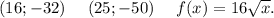 (16;-32)\ \ \ \ (25;-50)\ \ \ \ f(x)=16\sqrt{x} .\\