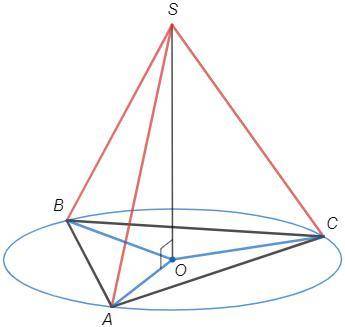 Дан треугольник АВС. Через центр О окружности, проведенной к ней извне, был проведен перпендикуляр I
