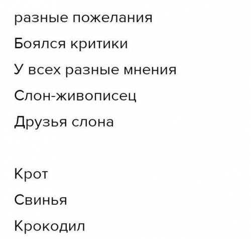 Заполни таблицу слон живописец Друзья слона Опиши героев басни по оценочным вопросам