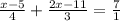 \frac{x - 5}{4} + \frac{2x - 11}{ 3} = \frac{7}{1}