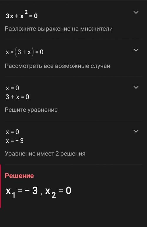 . Розв’язати рівняння: 3х + х² = 0.