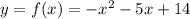 y = f(x) = -x^2-5x+14