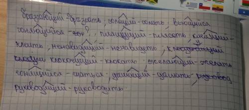 Изучи данные действительные причастия. Выдели суффиксы, укажи глаголы, от которых эти причастия обра