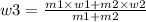 w3 = \frac{m1 \times w1 +m2 \times w2 }{m1 + m2}