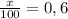 \frac{x}{100} =0,6