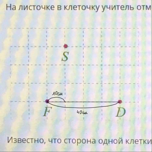 «на листочке в клеточку учитель отметил три точки : F,S,D» Известно, что сторона одной клетки равна