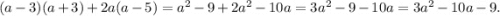 (a-3)(a+3) + 2a(a-5)=a^2-9+2a^2-10a=3a^2-9-10a=3a^2-10a-9.