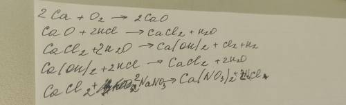 Осуществите превращение Ca-CaO-CaCl2-Ca(OH)2-CaCl2-Ca(NO3)2 Для последней реакции составьте уравнени