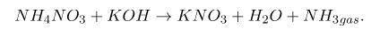 Уравнение Реакций : 1) Нитратом аммония и гидроксидом калия 2) Хлоридом натрия и азотной кислотой