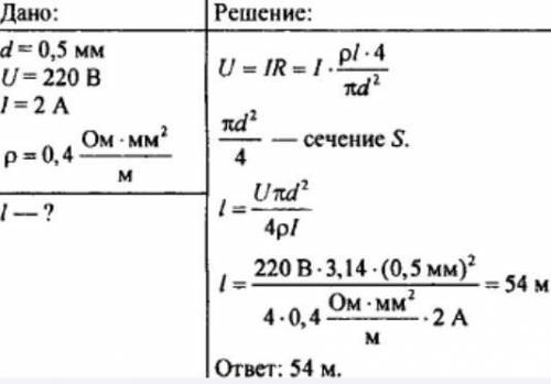 Какой длины надо взять никелиновый проводник диаметром 0,5 мм чтобы изготовить электрический камин р