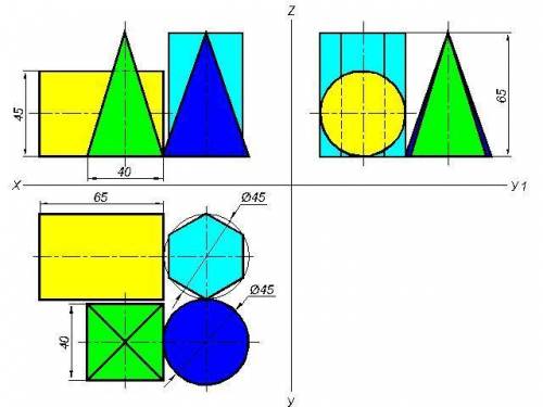 1. Перечертить заданные проекции геометрических тел. Достроить недостающую проекцию этих тел. 2. Най