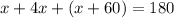 x+4x+(x+60)=180