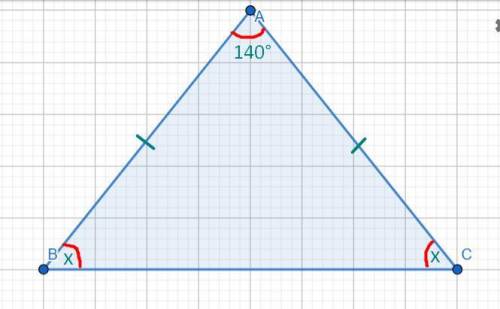 Кут при вершині рівнобедреного трикутника дорівнює 140 ° . Знайдіть кути при основі цього трикутника