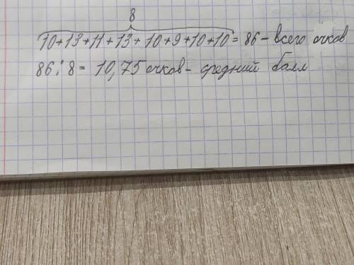 на шахмотном турнире учиники 6 класса получили очки 10,13 11,13,10,9,10,10 найдите средние арифметич