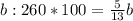 b : 260 * 100=\frac{5}{13} b