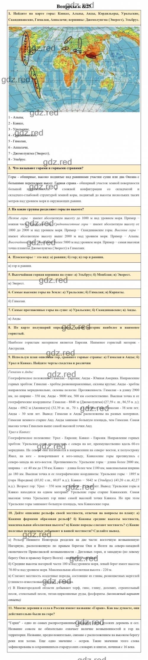 Сделать конспект по географии 5-6 класс параграф 25 краткий конспект