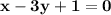 \bf x-3y+1=0