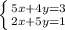 \left \{ {{5x+4y=3} \atop {2x+5y=1}} \right.