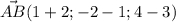 \displaystyle \vec{AB} (1+2; -2-1;4-3)