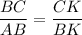 \dfrac{BC}{AB} = \dfrac{CK}{BK}