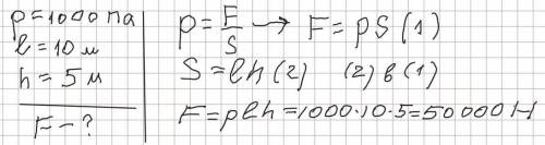 штормовий вітер силою ів створює тиск на перепону близько 1000 Па. Визначте силу тиску на стіну буди