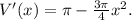 V'(x) = \pi - \frac{{3\pi }}{4}{x^2}.