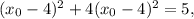 {({x_0} - 4)^2} + 4{({x_0} - 4)^2} = 5,