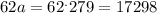 62a = 62 ^.279=17298