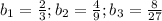 b_1=\frac{2}{3};b_2=\frac{4}{9};b_3=\frac{8}{27}