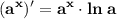 \displaystyle \bf (a^x)'=a^x\cdot ln\;a