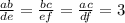 \frac{ab}{de} = \frac{bc}{ef} = \frac{ac}{df} = 3