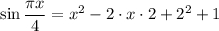 \sin \dfrac{\pi x}{4}=x^2-2\cdot x\cdot2+2^2+1