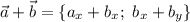 \vec{a} +\vec{b} =\{a_x+b_x;\ b_x+b_y\}