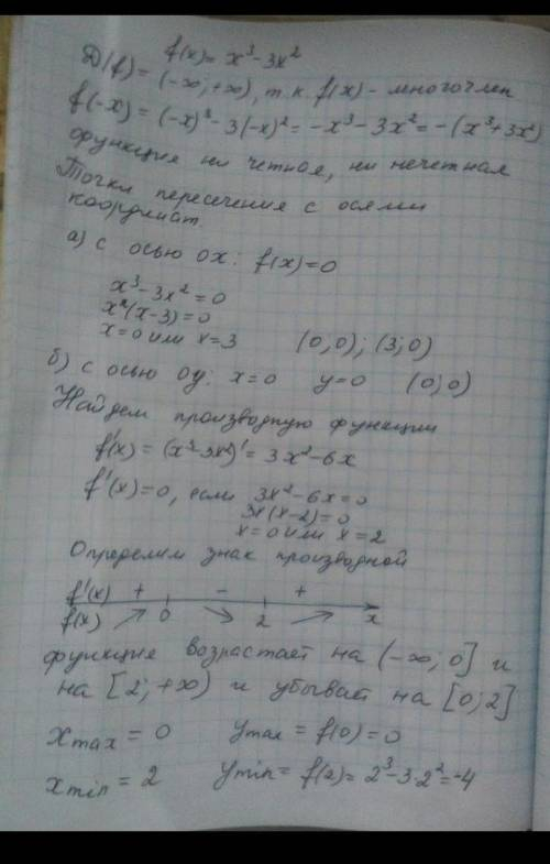 Дослідіть дану функцію і побудуйте її графік f(x) = 3/2 * x ^ 2 - x ^ 3