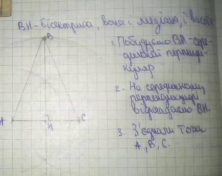 Побудуйте рівнобедрений трикутник за бічною стороною та бісектрисою, проведеною до основи.